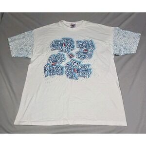 Pepsi Diet Pepsi T-Shirt XL White 90s Vintage Graphic AOP Sleeves Single Stitch